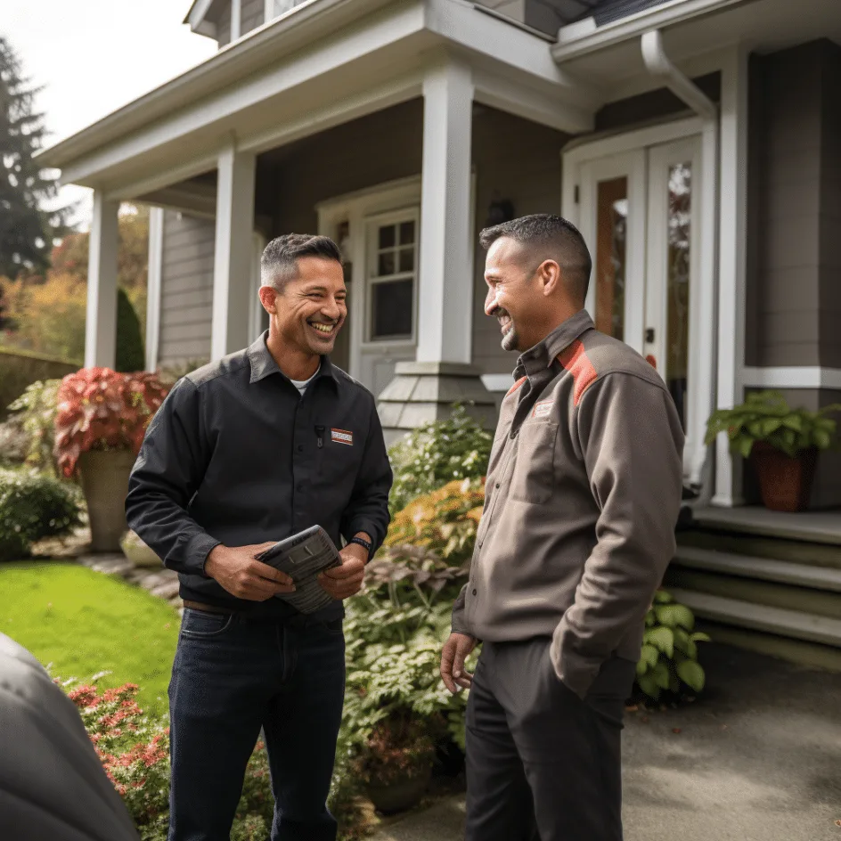 ika b technician talking with a customer in front of a house sm 63948ec7 69b6 44b9 bc57 93c82d05f3a4